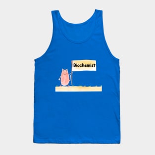 Biochemist. Profession, work, job. Cat shows a banner with the inscription. Watercolor illustration. A gift for a professional. Tank Top